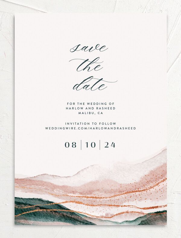 Coastal Canvas Save the Date Cards front in Blue