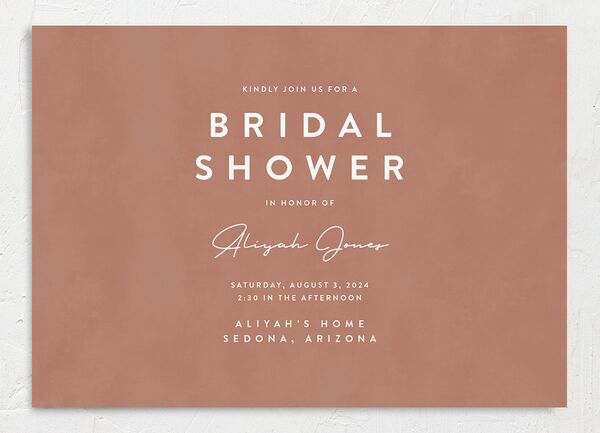 Minimal Mountains Bridal Shower Invitations front in Ruby