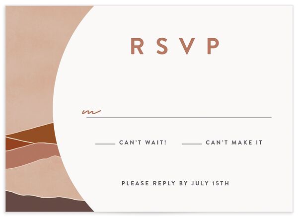 Minimal Mountains Wedding Response Cards front in Ruby