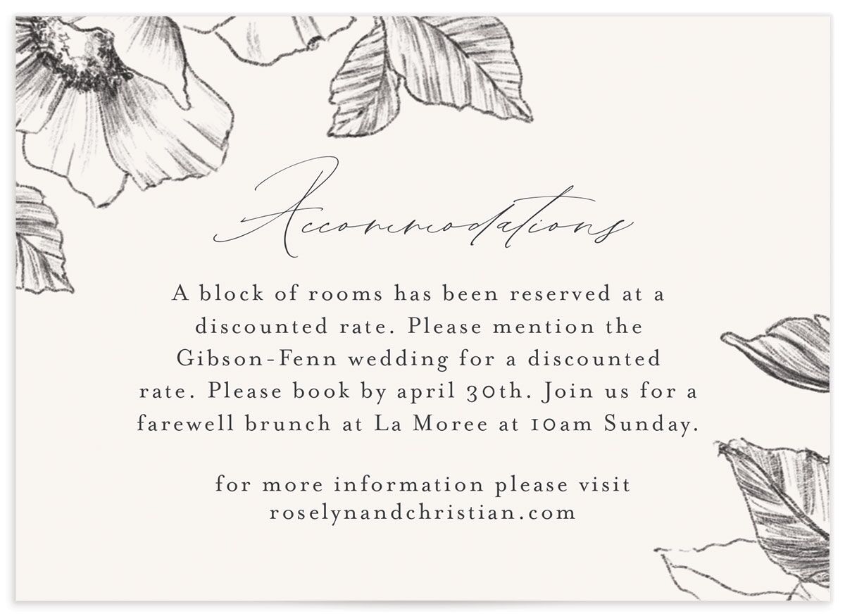 Charcoal Florals Wedding Enclosure Cards front in Grey