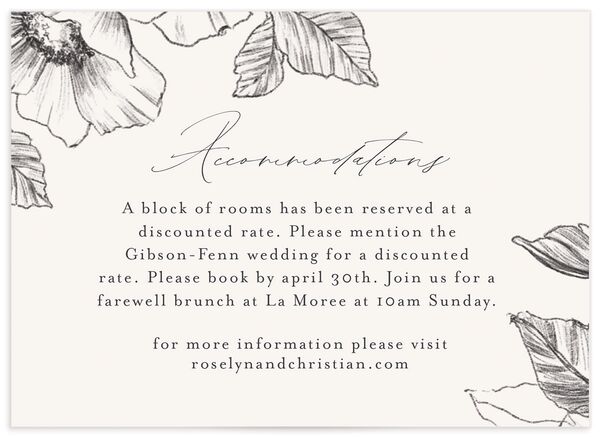 Charcoal Florals Wedding Enclosure Cards front in Grey