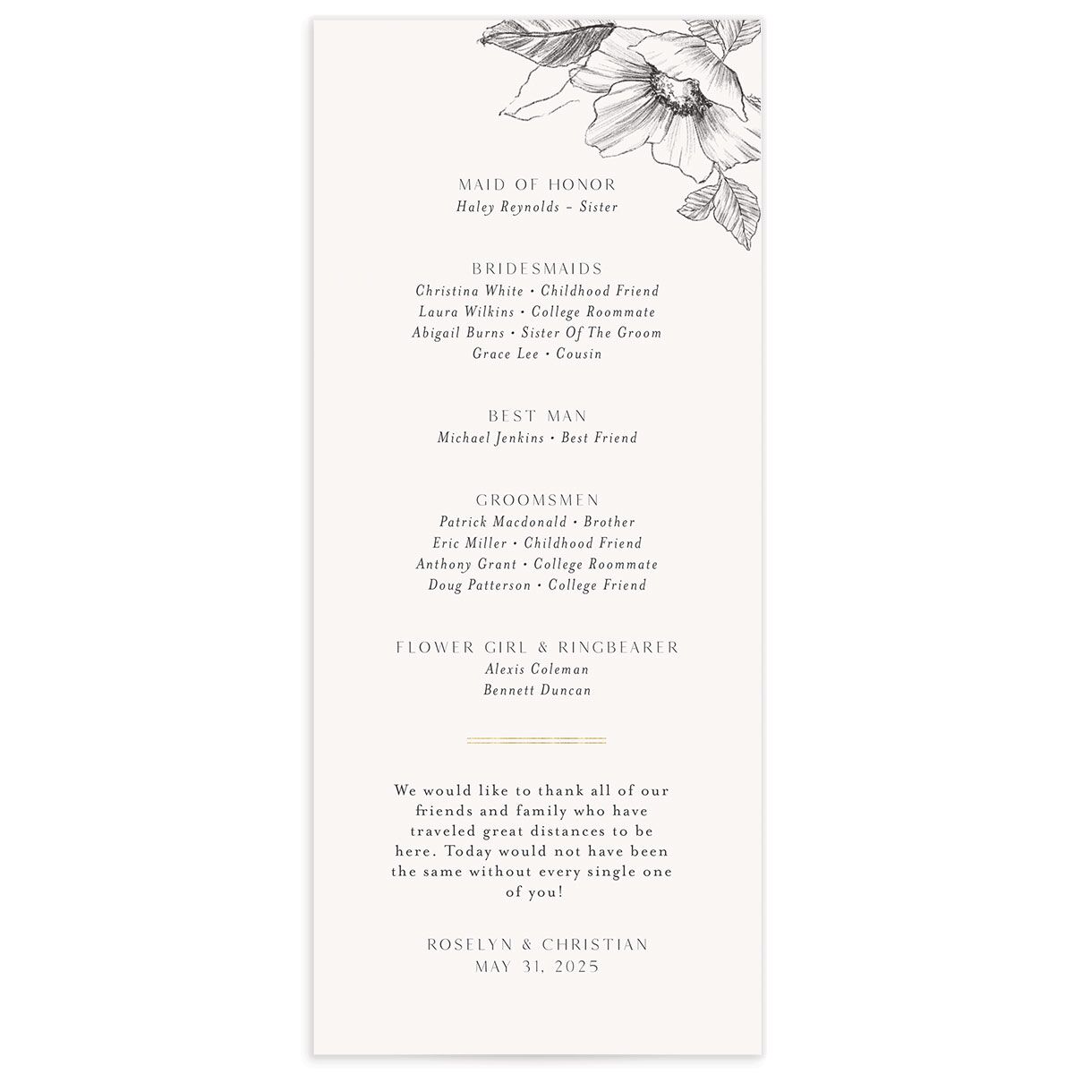 Charcoal Florals Wedding Programs back in Grey