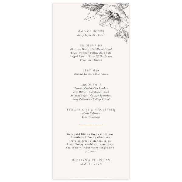Charcoal Florals Wedding Programs back in Silver