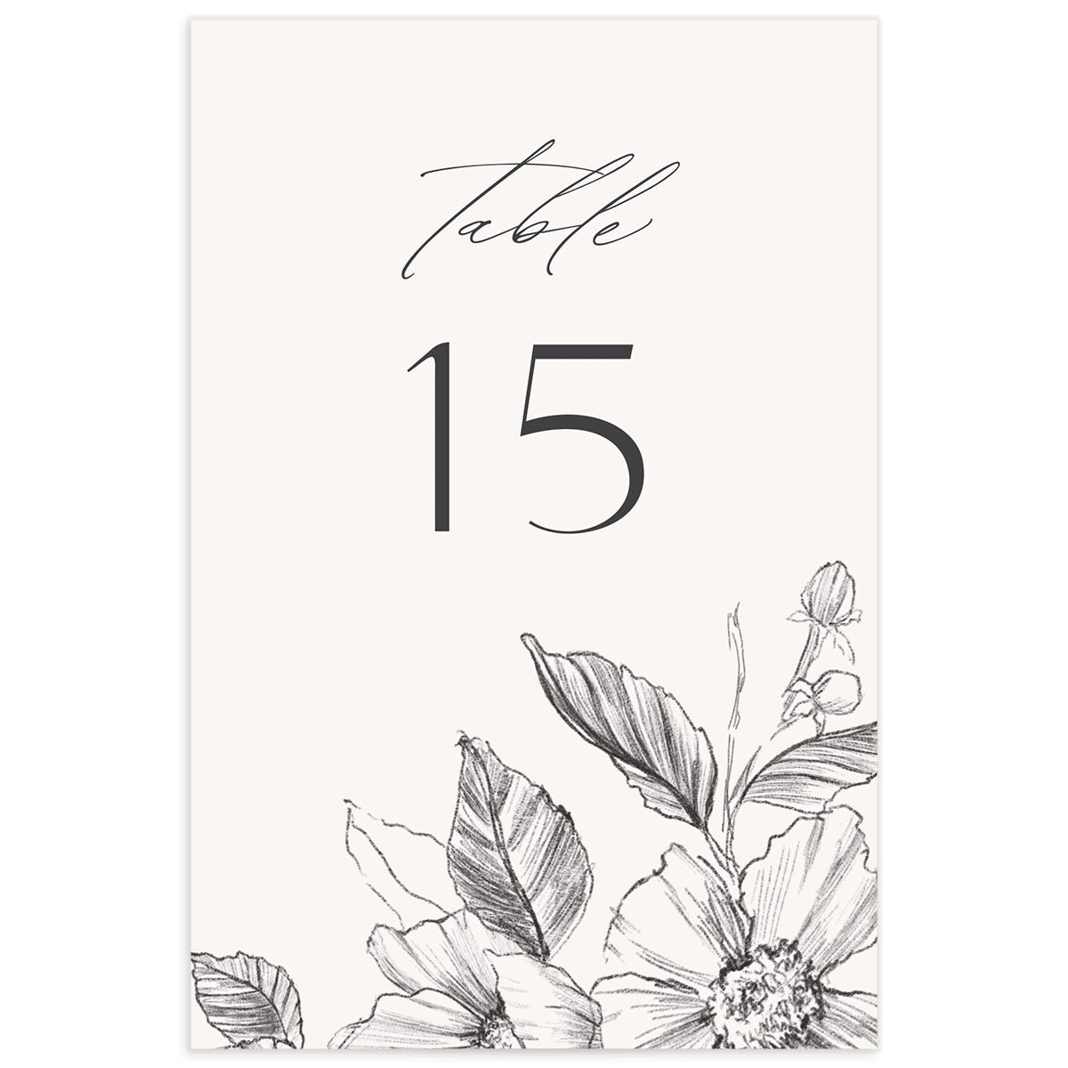 Charcoal Florals Table Numbers back in Silver