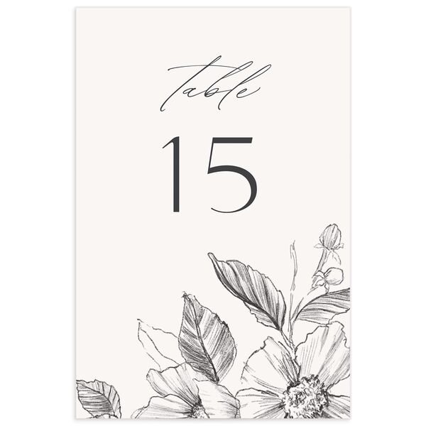 Charcoal Florals Table Numbers front in Silver