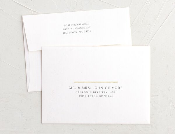 Charcoal Florals Wedding Invitation Envelopes front in Silver