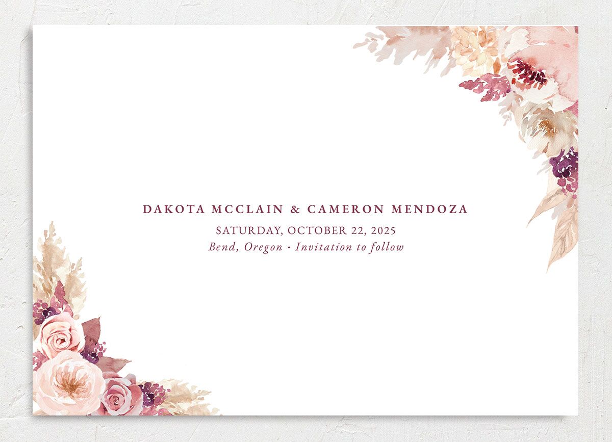 Watercolor Roses Save the Date Cards back in Rose Pink