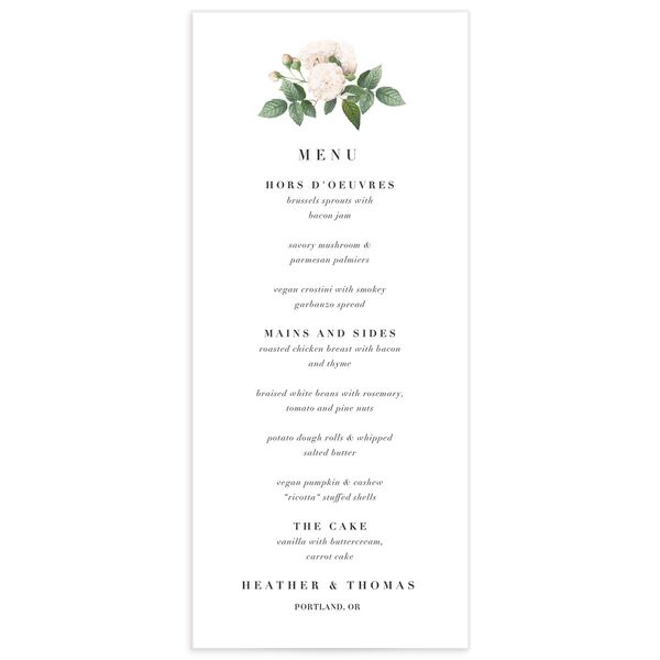 Timeless Blooms Menus front in Pure White