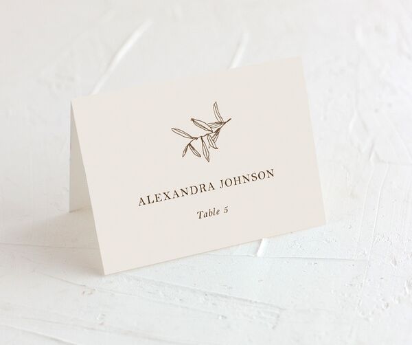 Mediterranean Olive Place Cards front in Champagne