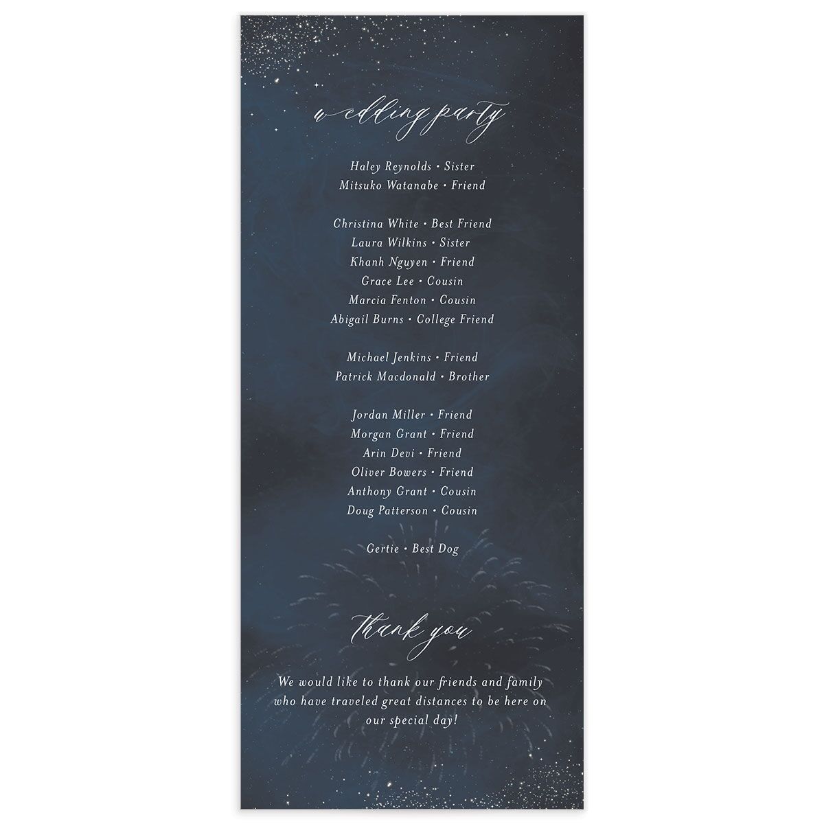 Shooting Stars Wedding Programs back in French Blue
