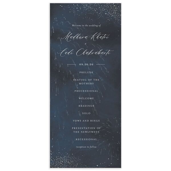 Shooting Stars Wedding Programs front in French Blue