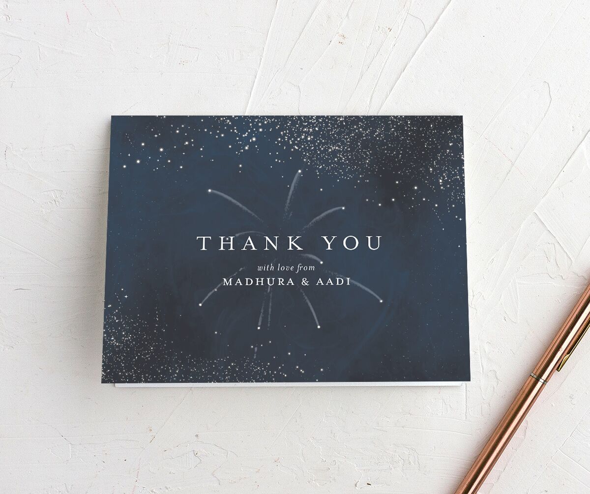 Shooting Stars Thank You Cards front in French Blue