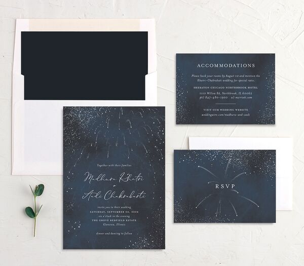 Shooting Stars Wedding Invitations suite in French Blue