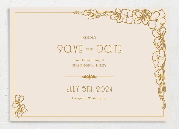 Floral Antiquity Save the Date Cards front in Dijon