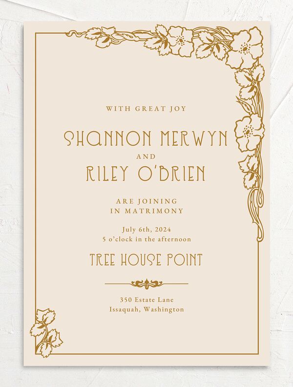 Floral Antiquity Wedding Invitations front in Dijon