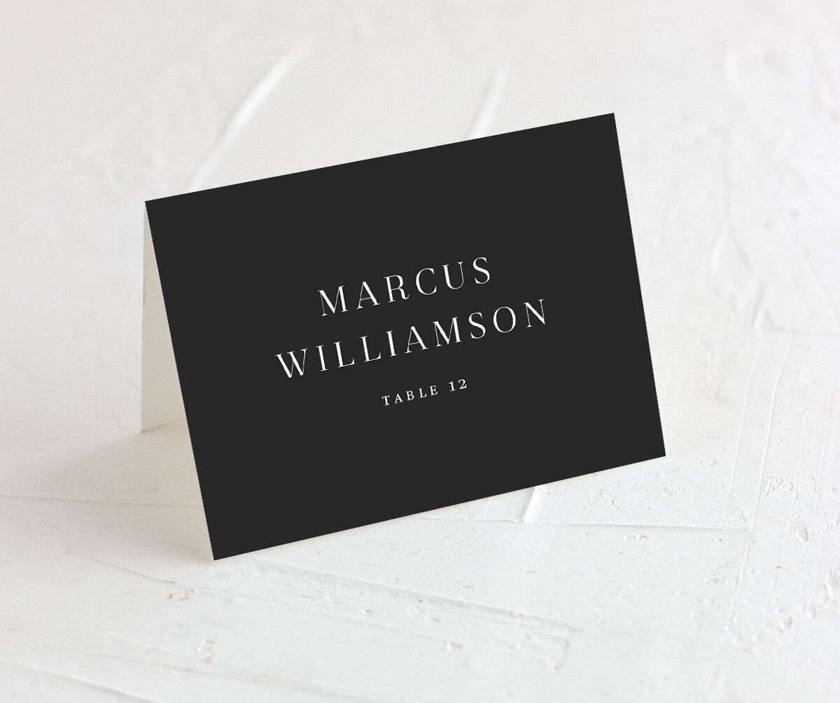 Elegant Initials Place Cards front in Midnight