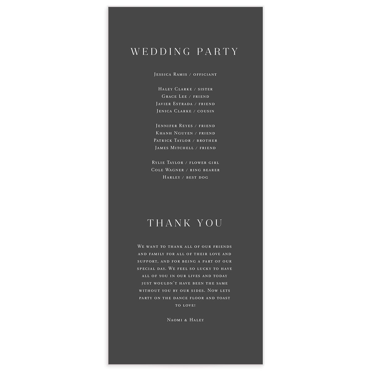 Elegant Initials Wedding Programs back in Black