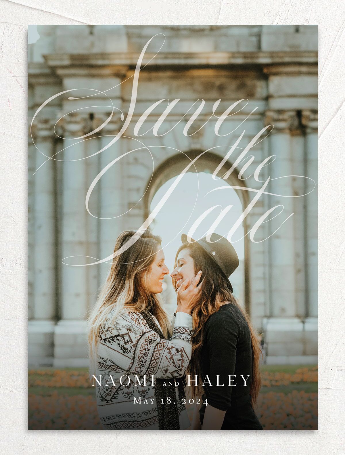 Elegant Initials Save the Date Cards front in Midnight