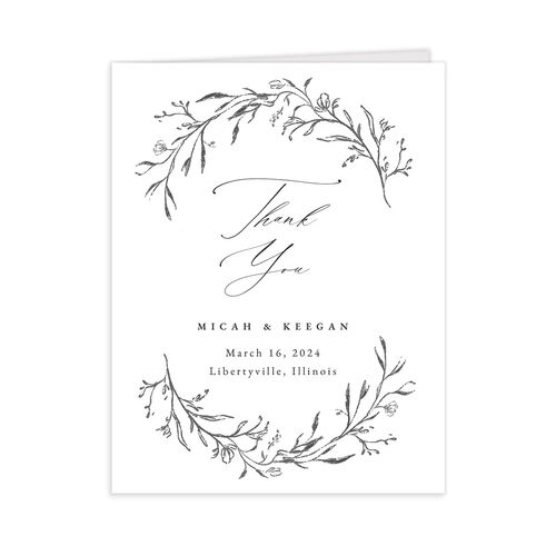 Illustrated Vines Thank You Cards - Charcoal