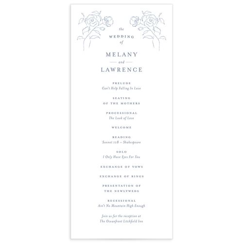 Floral Adornment Wedding Programs - Dusty Blue