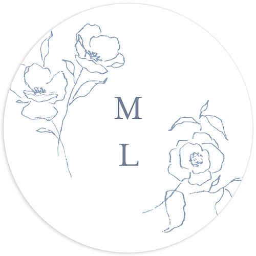 Floral Adornment Wedding Stickers - Dusty Blue