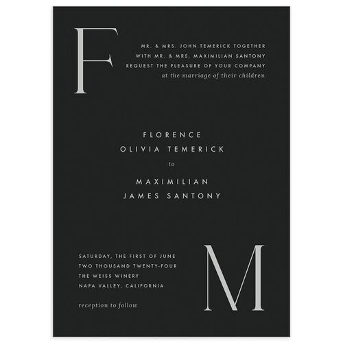 Modern Initials Wedding Invitations - Midnight