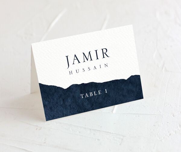 Watercolor Hills Place Cards front in French Blue