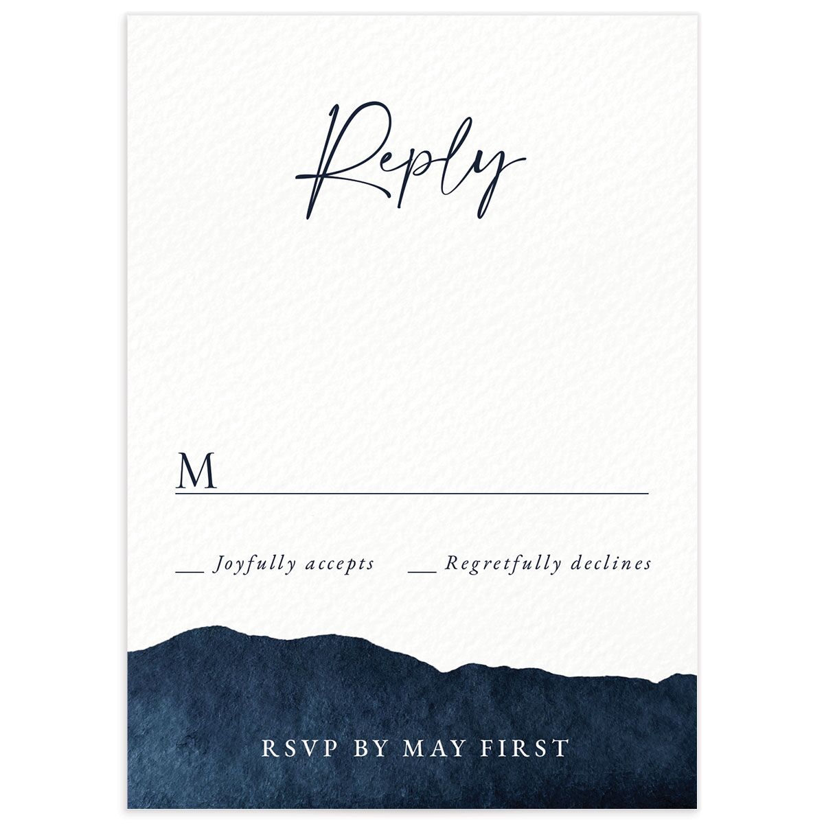 Watercolor Hills Wedding Response Cards front in French Blue