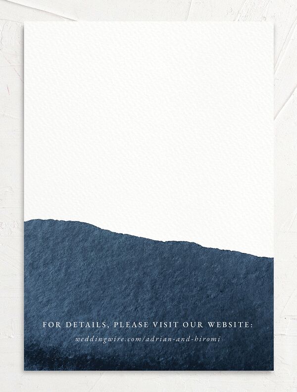 Watercolor Hills Save the Date Cards back in French Blue