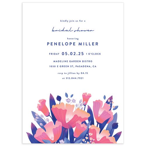 Vivid Flora Bridal Shower Invitations - Regency Blue