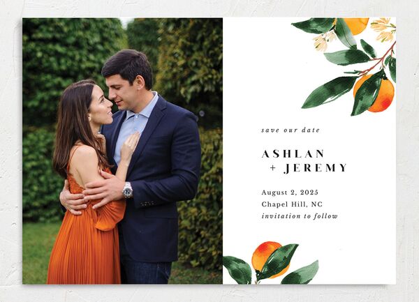 Orange Branches Save the Date Cards front in Pumpkin