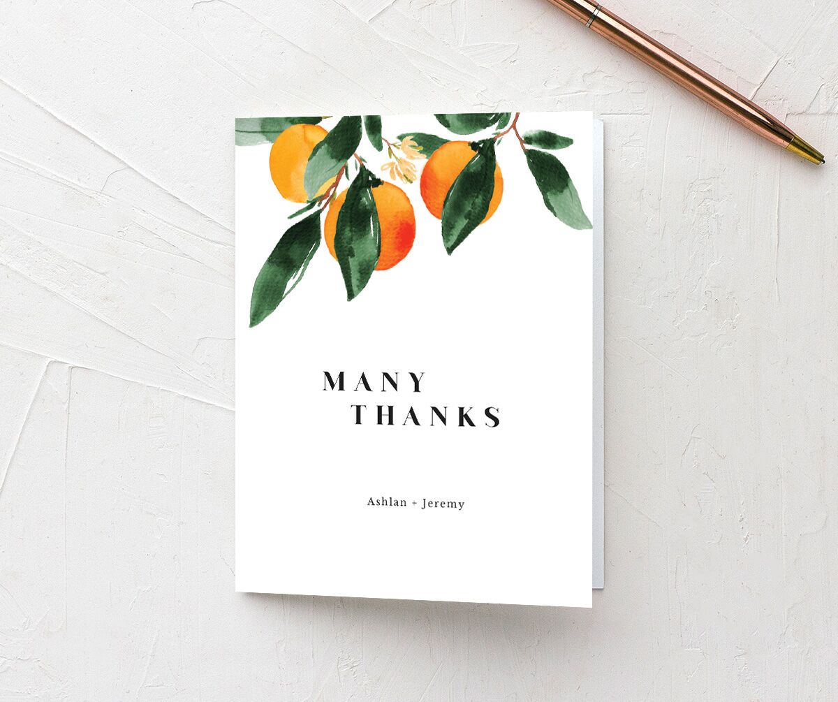 Orange Branches Thank You Cards front in Pumpkin