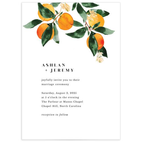 Orange Branches Wedding Invitations - Pumpkin