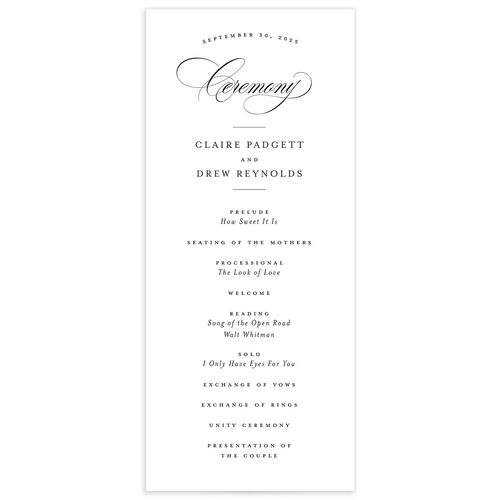 Classic Calligraphy Wedding Programs - Licorice