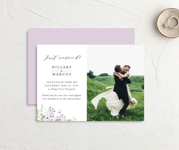 Lilac Garland Change the Date Cards front-and-back in Jewel Purple