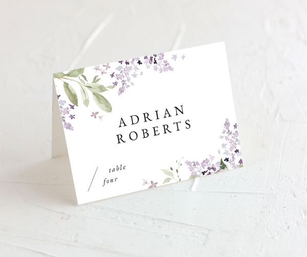 Lilac Garland Place Cards front in Jewel Purple