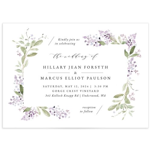 Lilac Garland Wedding Invitations - Jewel Purple