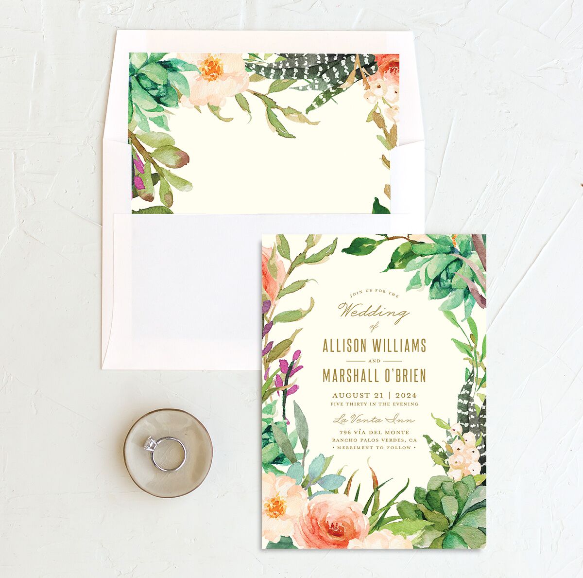 Lush Blooms Envelope Liners envelope-and-liner in Champagne