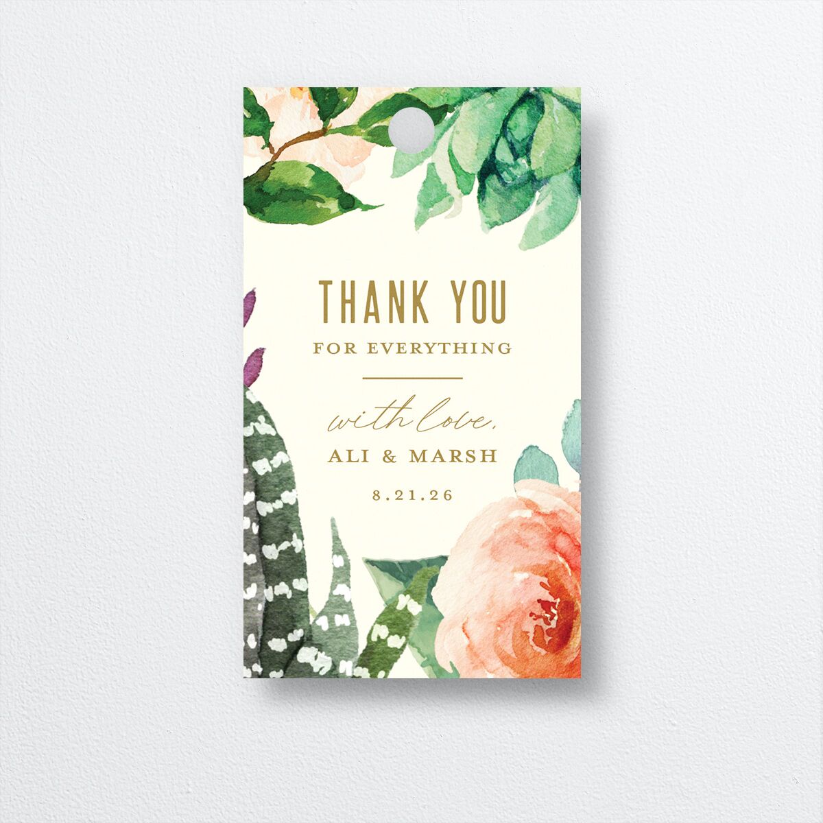 Lush Blooms Favor Gift Tags front in Champagne