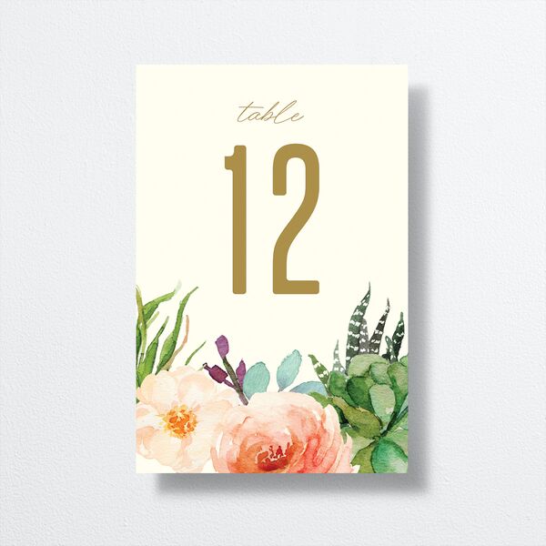 Lush Blooms Table Numbers front in Champagne