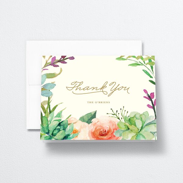 Lush Blooms Thank You Cards front in Champagne