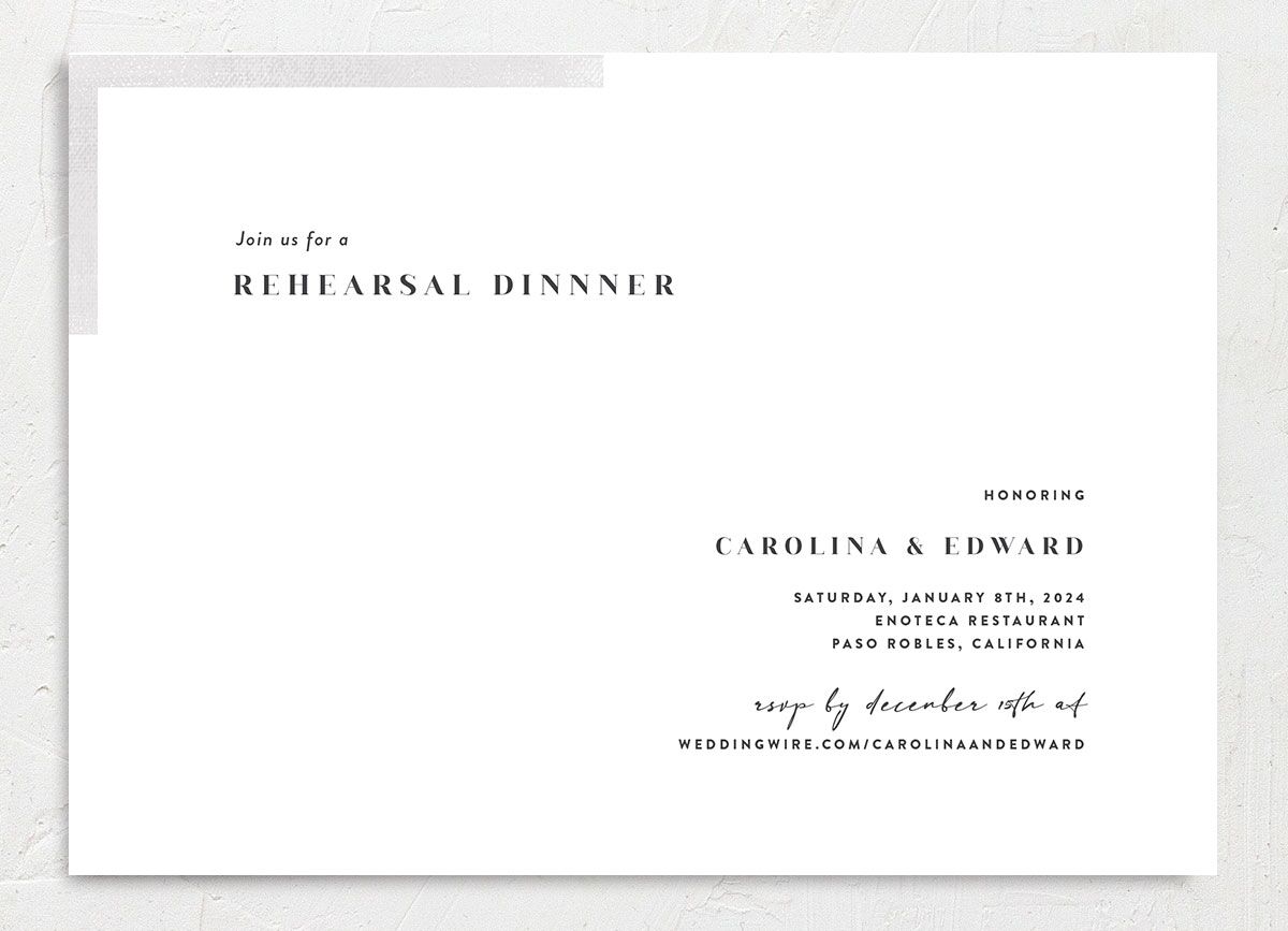Simple Touches Rehearsal Dinner Invitations front in Silver