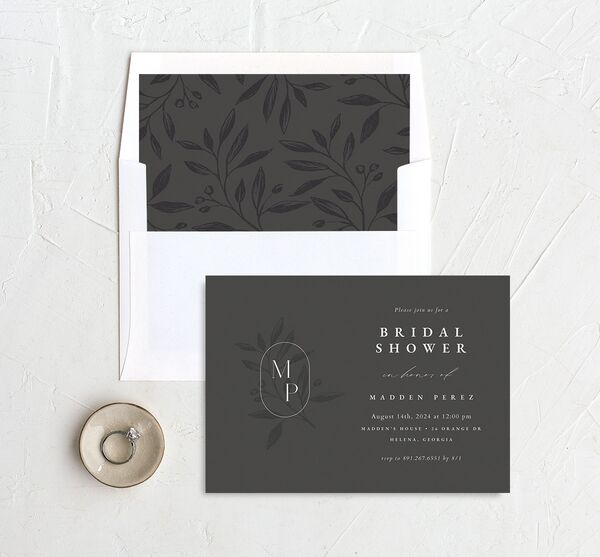 Timeless Monogram Bridal Shower Invitations envelope-and-liner in Silver