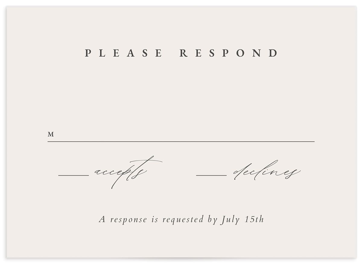 Timeless Monogram Wedding Response Cards front in Silver