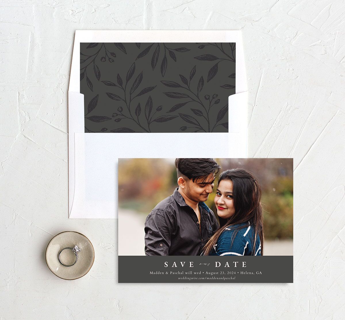 Timeless Monogram Save the Date Cards [object Object] in Grey