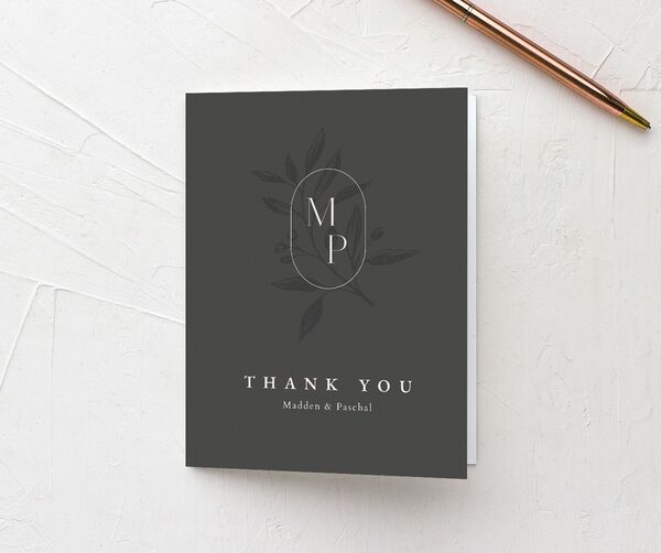Timeless Monogram Thank You Cards front in Silver