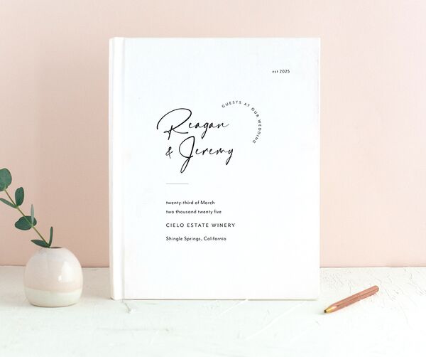 Signature Style Wedding Guest Book front in Pure White