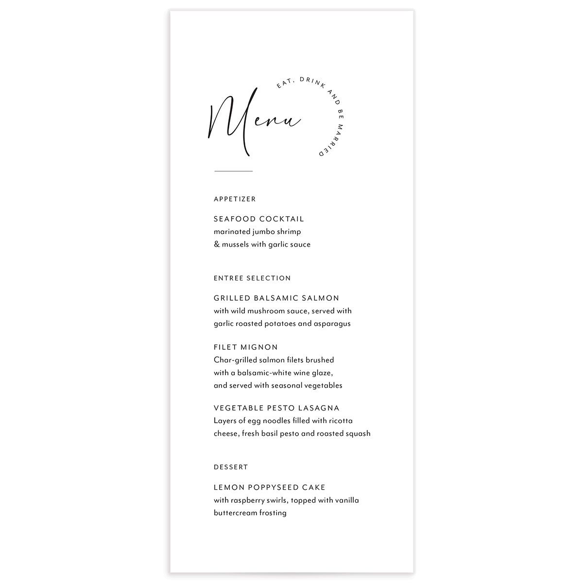 Signature Style Menus front in Pure White