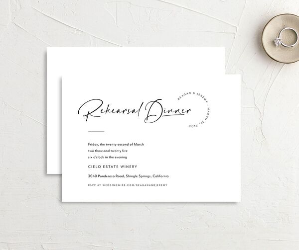 Signature Style Rehearsal Dinner Invitations front-and-back in Pure White