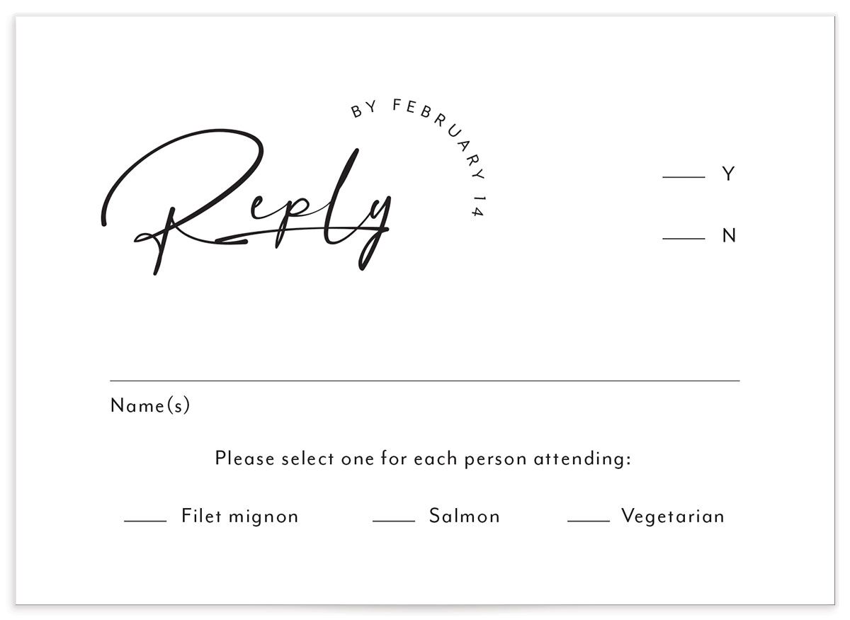 Signature Style Wedding Response Cards front in Pure White